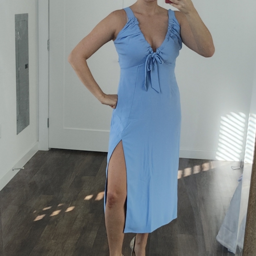 Elegant Blue Halter Dress